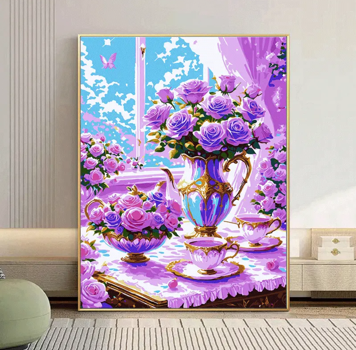 40X50CM Flower DIY Oil Painting By Numbers WITH Frame