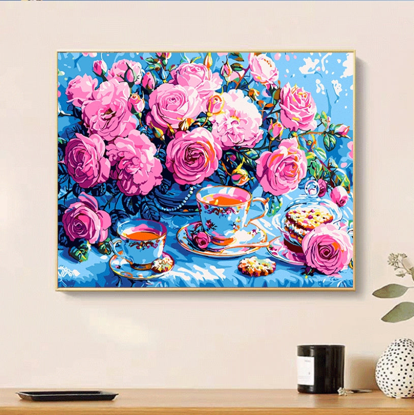 40X50CM Flower DIY Oil Painting By Numbers WITH Frame
