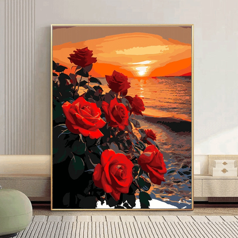 40X50CM Flower DIY Oil Painting By Numbers WITH Frame
