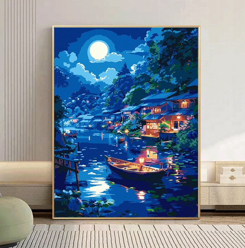 40X50CM Nightscape DIY Oil Painting By Numbers WITH Frame