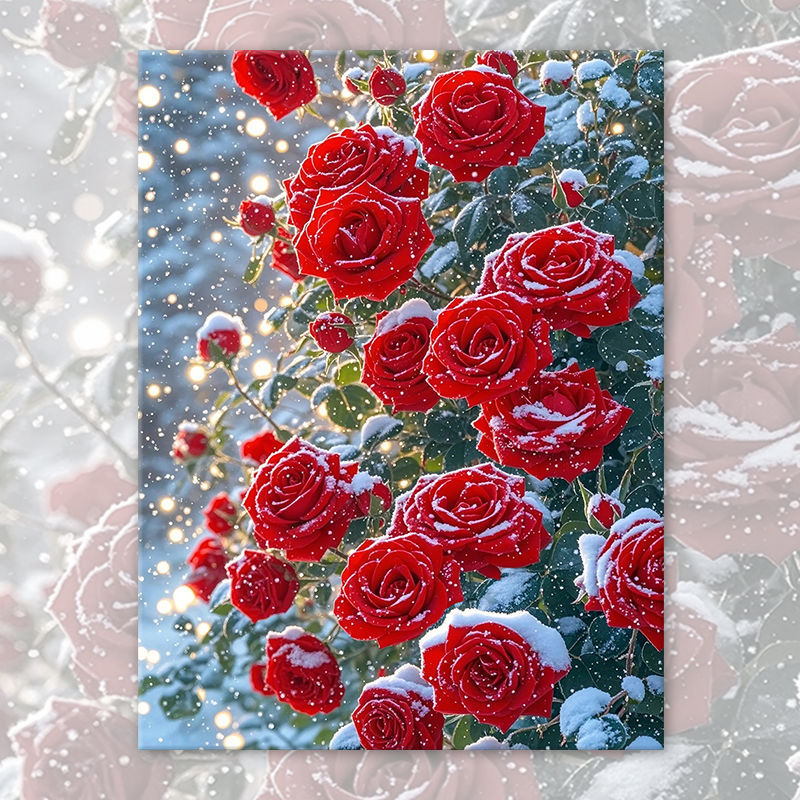 40X50CM Snow Rose DIY Oil Painting By Numbers WITH Frame