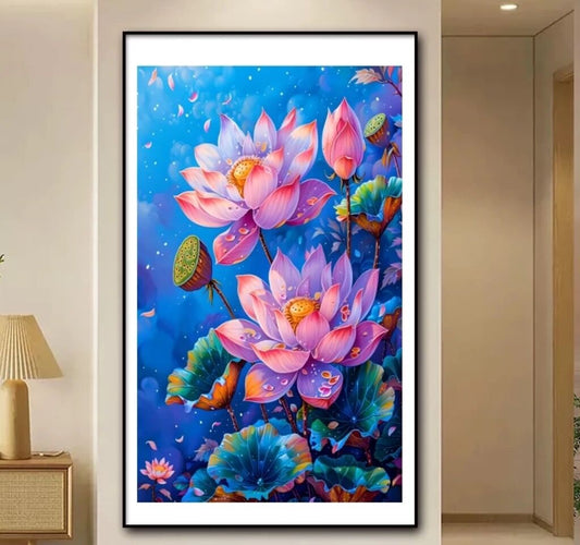 62X82CM Lotus DIY Cross Stitch Kits Full Range of Embroidery 11CT 3 Strands NO Frame