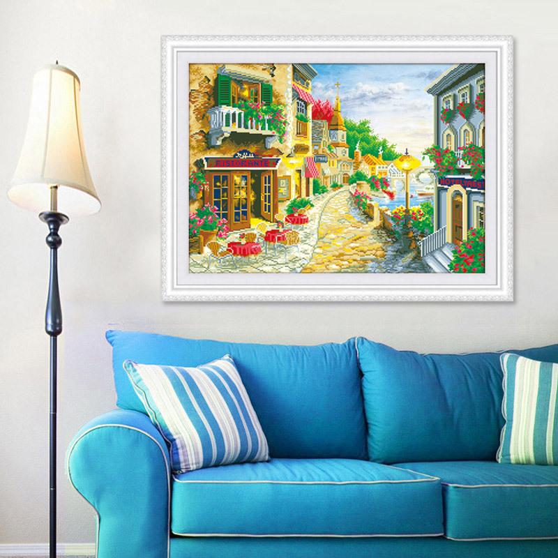 80x60CM Beach coffe house 5D Diamond Painting -NOT FULL Drilled and No frame