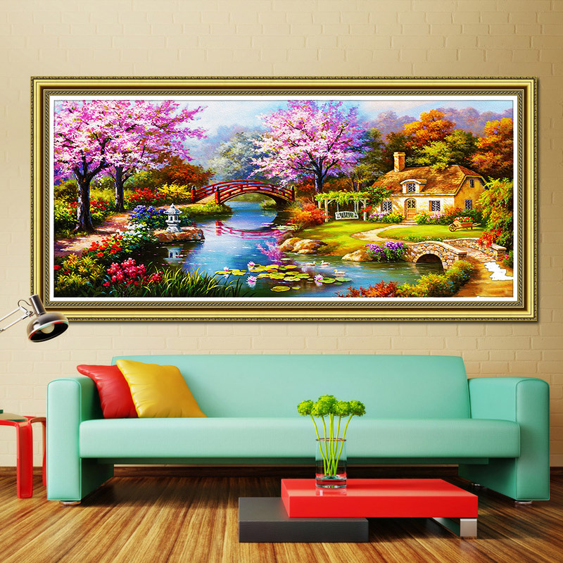 120X60CM-Dream home Landscape -DIY 5D full Diamond Painting NO FRAME