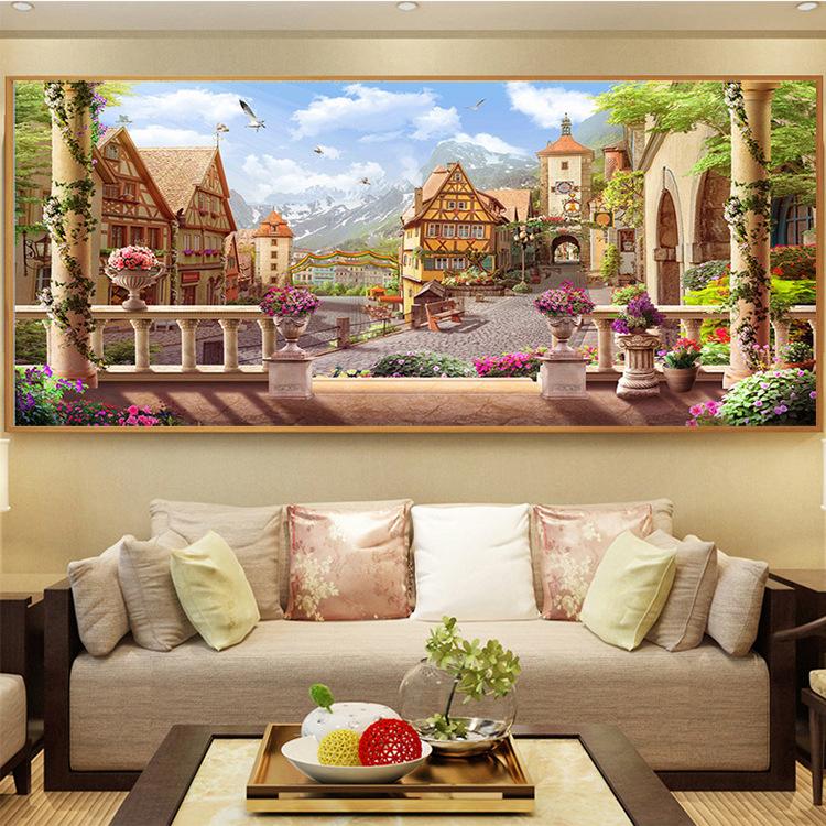 100x50CM-European landscape- DIY 5D full Diamond Painting A6413