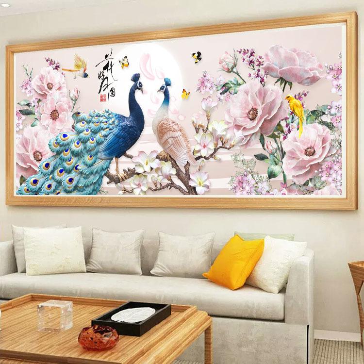 120x50cm Peacock couple 5d diy diamond painting full drill NO FRAME