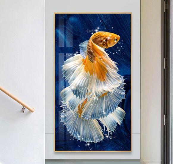 60X100CM Gold Fish 5D Full Diamond Painting DIY Pictures