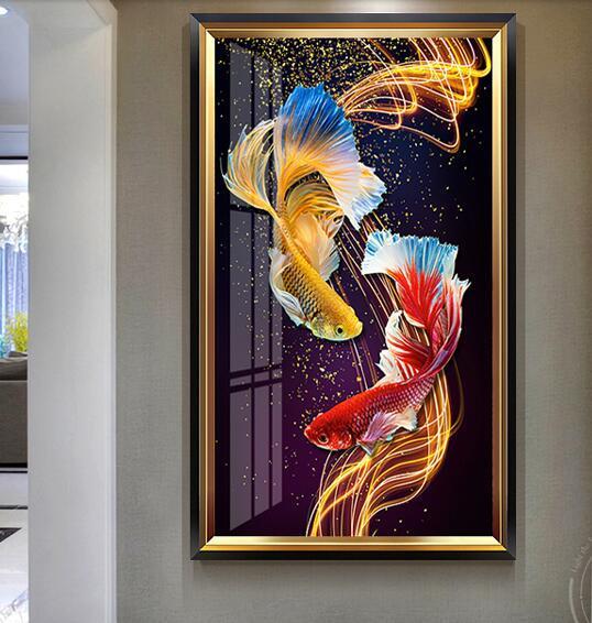 50X80 CM Gold Fish 5D Full Diamond Painting DIY Pictures AB beads