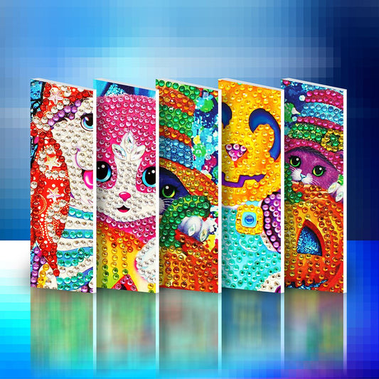 5PCS Happy Halloween 5D DIY Special-shaped Diamond Painting Card