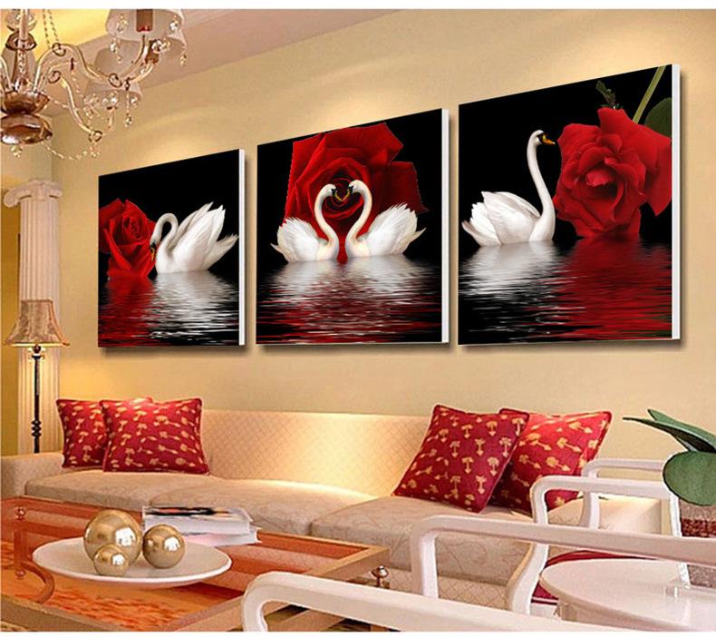 150x50CM (Each50X50CM Swan 5D Full Diamond Painting NO Frame