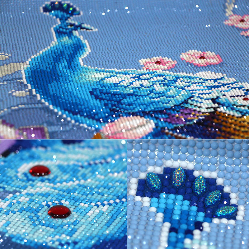 60x100CM Blue Peacock Full Drilled NO Frame M4390 (SPECIAL BEADS)