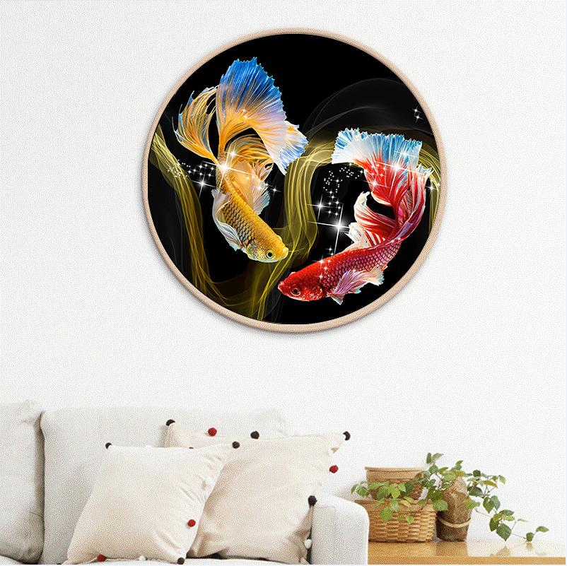 60x60CM Koi FULL Drilled Diamond Painting round (no frame)