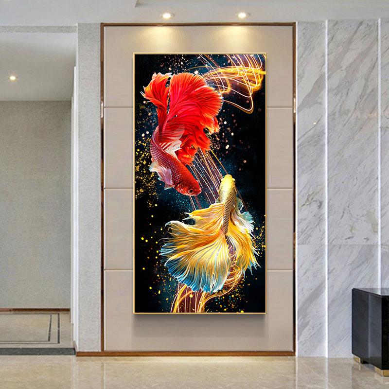 50x90CM-Koi- DIY 5D full Diamond Painting Round beads NO FRAME