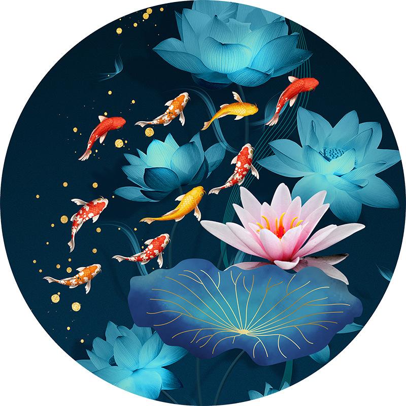 60x60CM Lotus&Koi Full Diamond Painting NO Frame Round diamond
