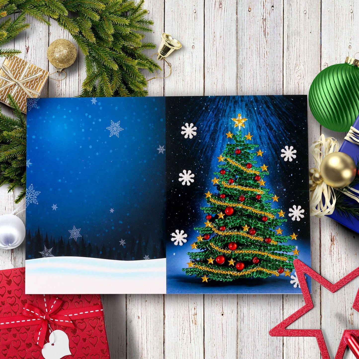 4PCS Merry Chrismas 5D DIY Special-shaped Diamond Painting Card