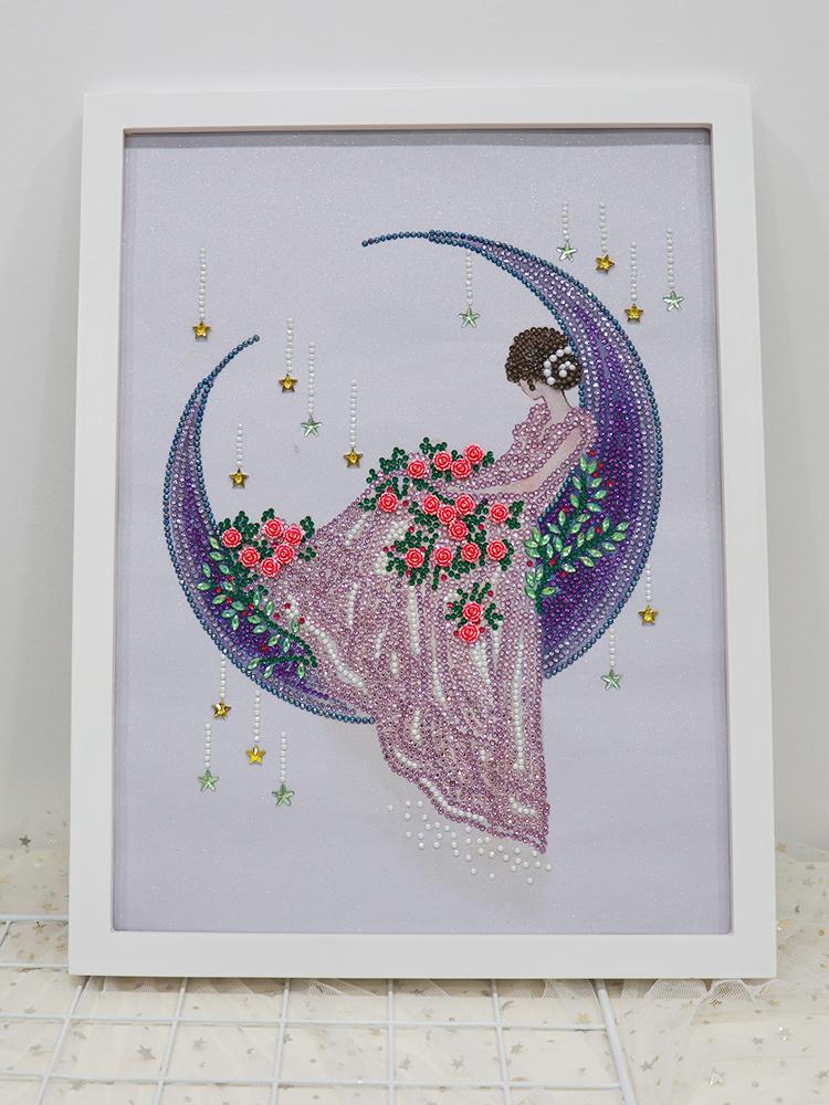 36x46CM With frame Rose girl not full drilled (speical beads)