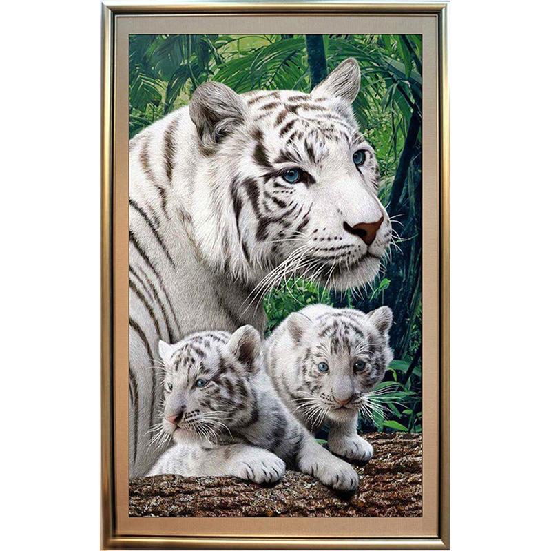 60x90CM-White tiger- DIY 5D full Diamond Painting NO FRAME A9266