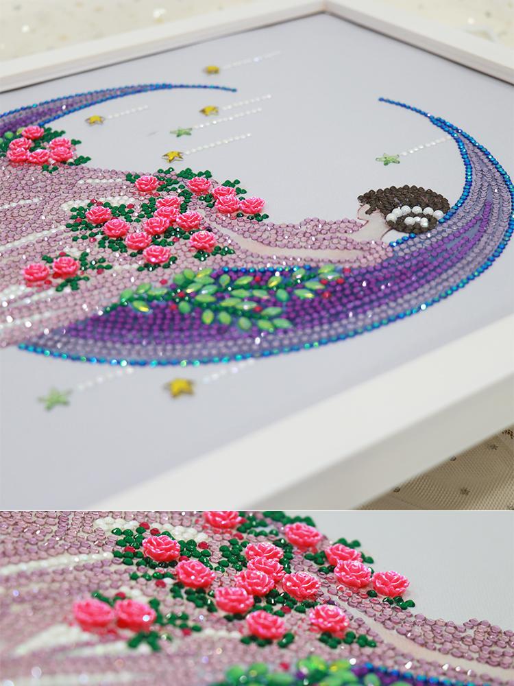 36x46CM With frame Rose girl not full drilled (speical beads)