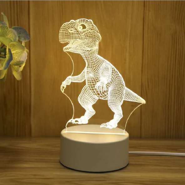 3D Colorful Charging Night Light Bedside LED Lamp Various Shapes Creative Gif-dinosaur
