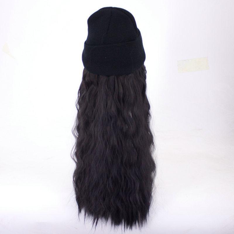 Long Synthetic curly hair hat wig Knitted Hat