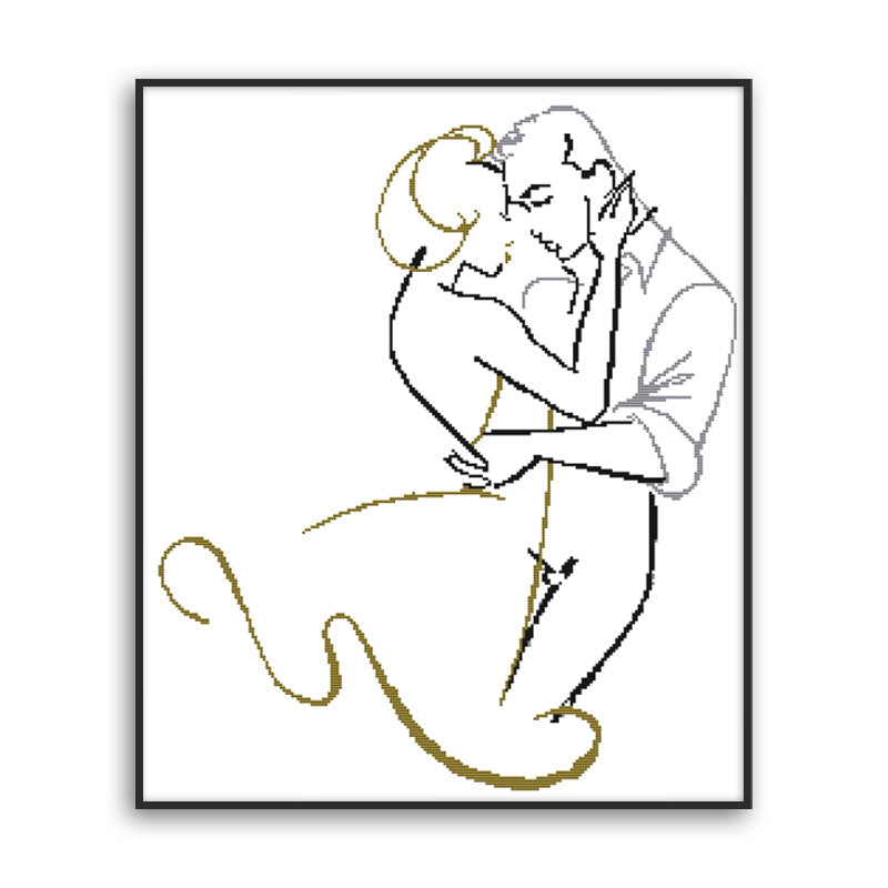 Love in Silent Sketching Cross Stitch Kits 11CT Stamped Full Range of Embroidery Starter Kit for Beginners Pre-Printed Pattern