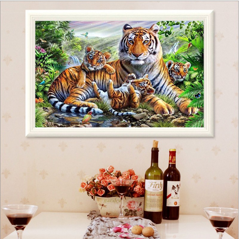60X90CM - Tiger DIY 5D Full Diamond Painting NO Frame