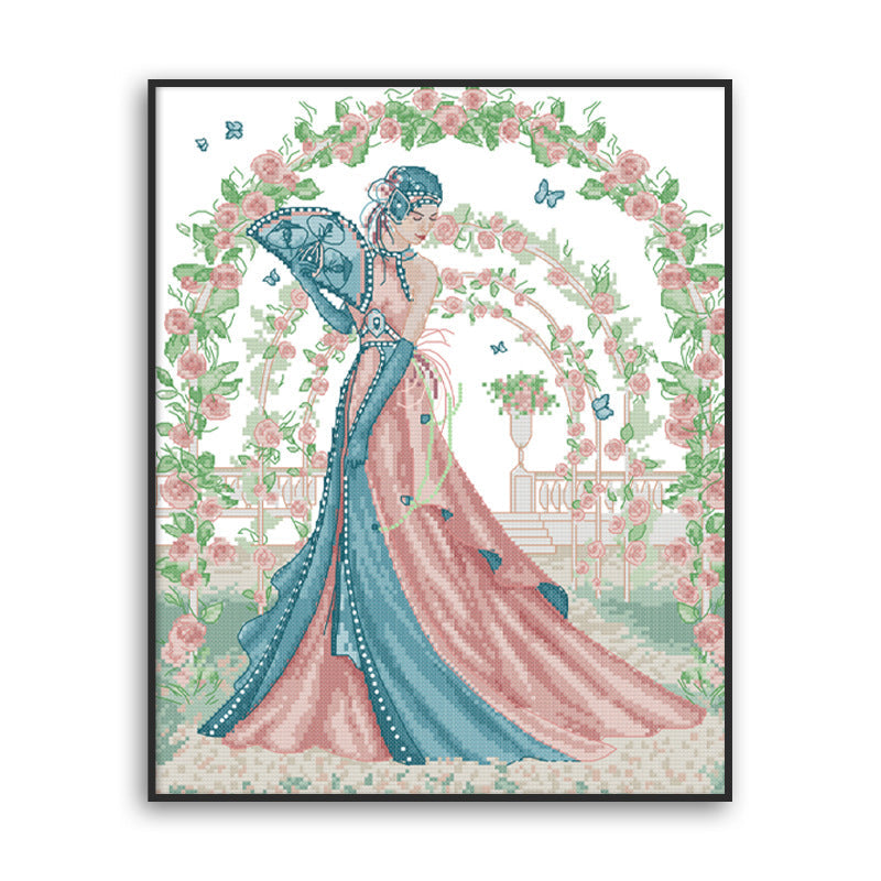 42x51CM Beautiful bride 3 strands 11CT Stamped Cross Stitch Full Range of Embroidery Starter Kit for Beginners Pre-Printed Pattern