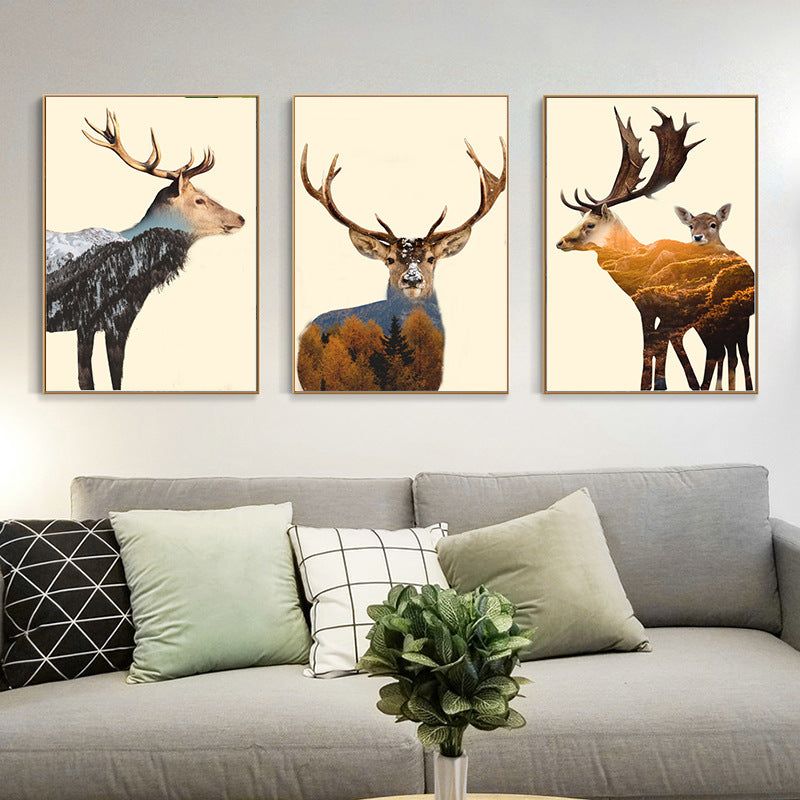 3pcs 50x70cm ElkNO NO Framed Prints Painting Canvas Wall Art For Living Room Home Decor