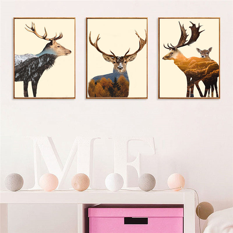 3pcs 50x70cm ElkNO NO Framed Prints Painting Canvas Wall Art For Living Room Home Decor