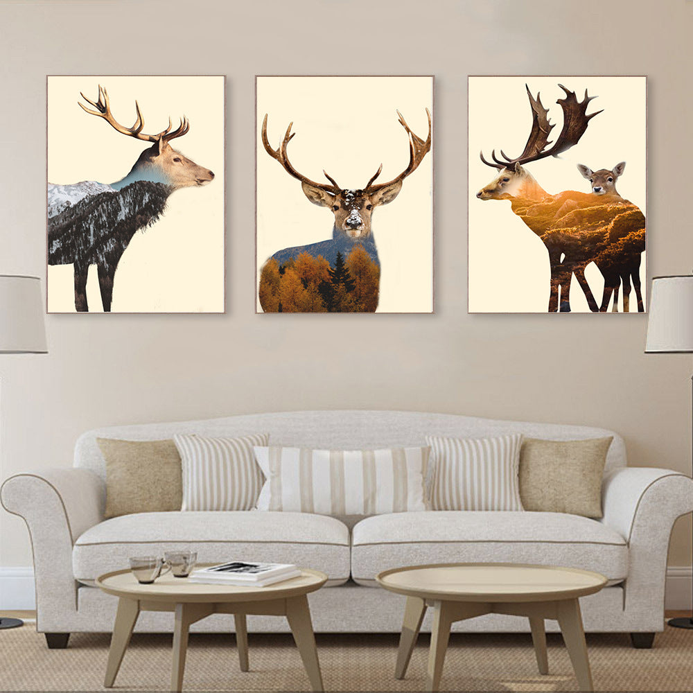 3pcs 50x70cm ElkNO NO Framed Prints Painting Canvas Wall Art For Living Room Home Decor