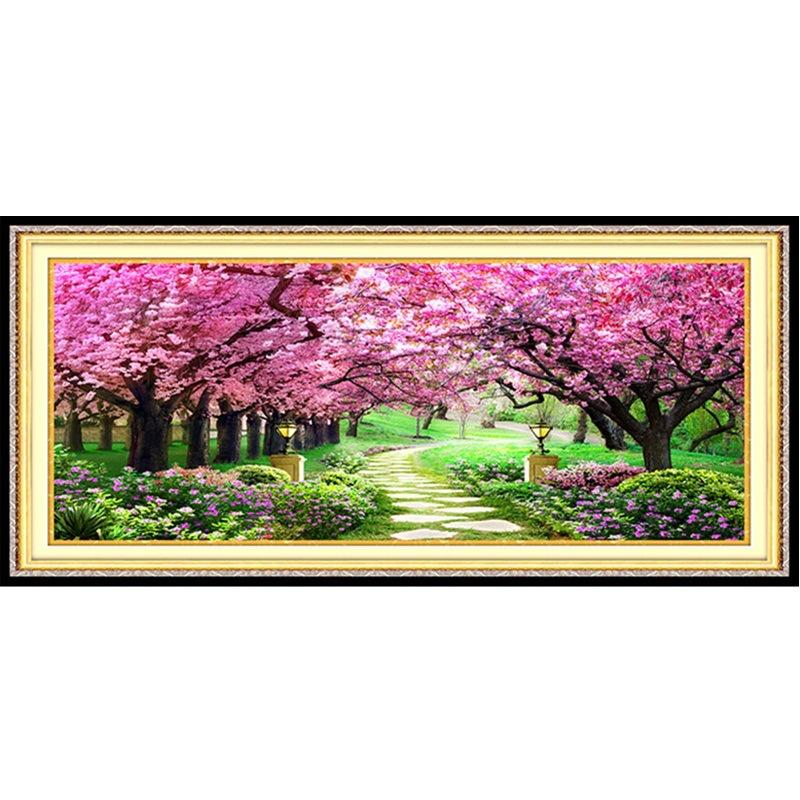 120x50CM cherry blossom 5D Full Diamond no frame