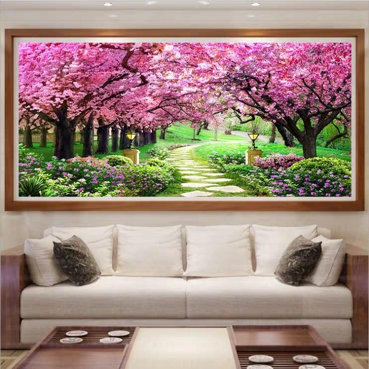 120x50CM cherry blossom 5D Full Diamond no frame