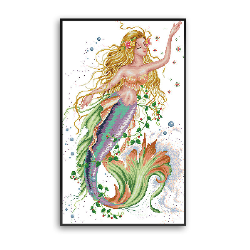 Mermaid 51×78CM Cross Stitch Kits 11CT Stamped Full Range of Embroidery Starter Kit for Beginners Pre-Printed Pattern