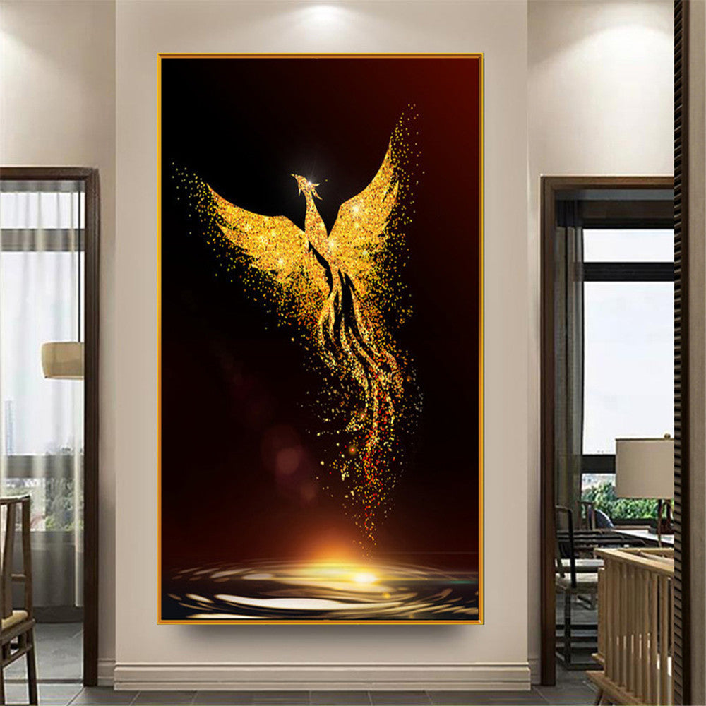 60x120CM - Gold Peacock DIY 5D full Diamond Painting no frame