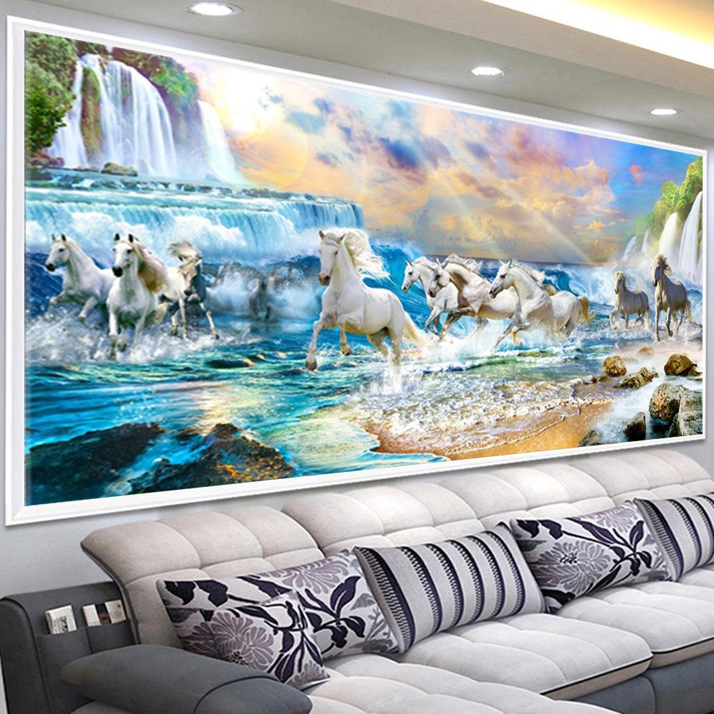 120x50cm White horse 5d diy diamond painting full drill NO FRAME
