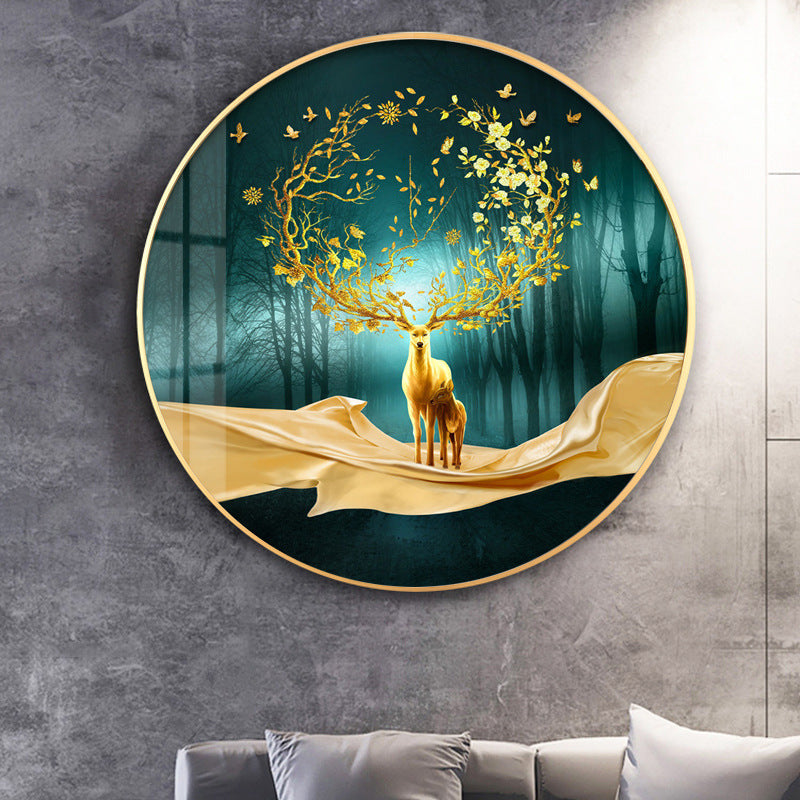 50X50CM-NO FRAME Lucky Dear-No Frame Round DIY 5D full Diamond Painting M0814