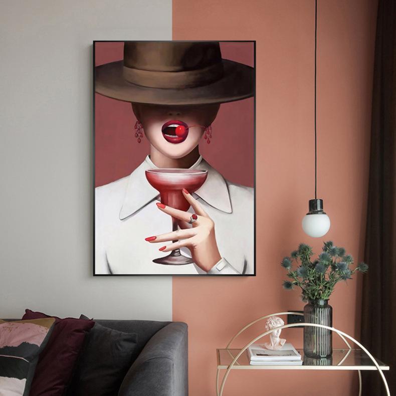 40x60CM-Elegant lady with Wine- DIY 5D full Diamond Painting NO FRAME 2