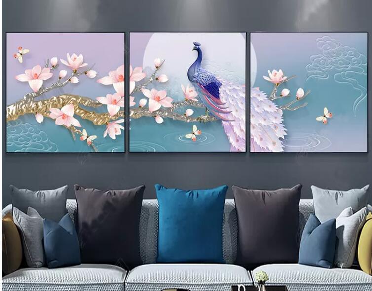 40x120CM-Home Decoration DIY 5D full Diamond Painting-Peacock