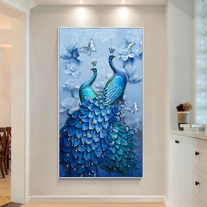 60x110cm 2peacock 5d diy diamond painting full drill NO FRAME