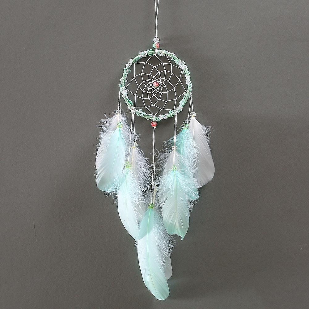 Handmade Dream Catcher With Light Room Decor Feather Weaving Wind Chimes Religious Masco