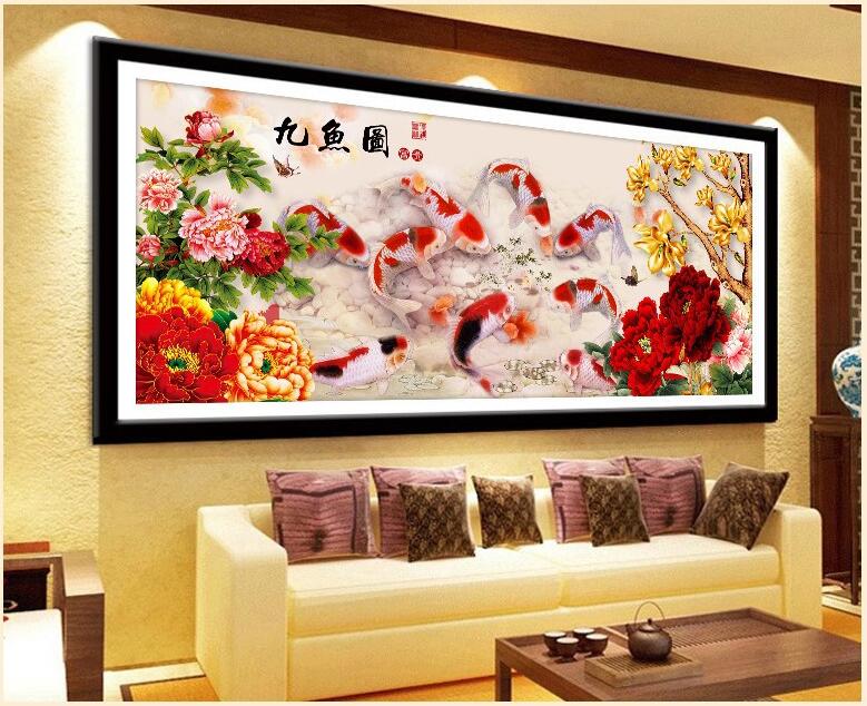 100X40CM-9 fish diagram- DIY 5D full Diamond Painting