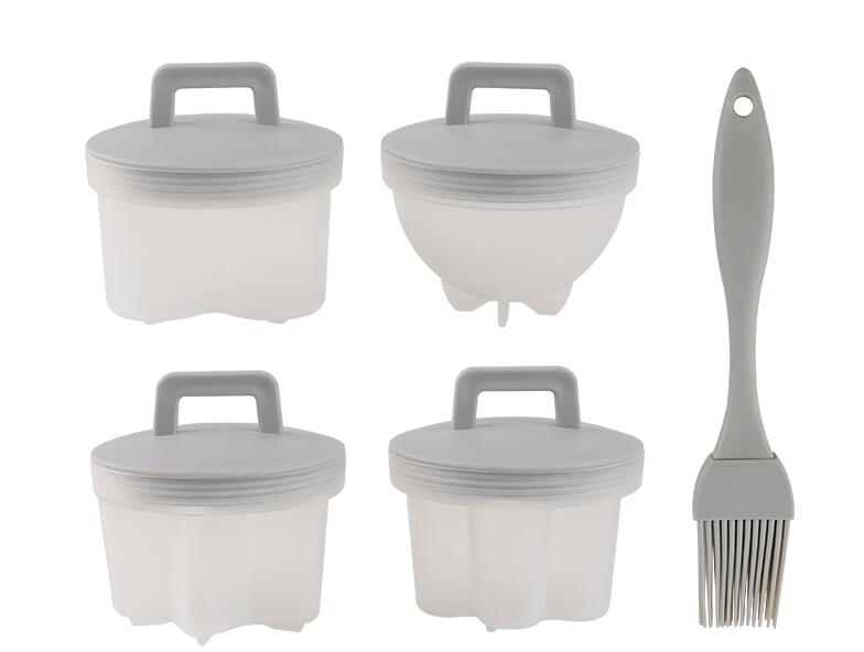 4 Pcs/Set Cute Egg Boiler Plastic Egg Poacher Set