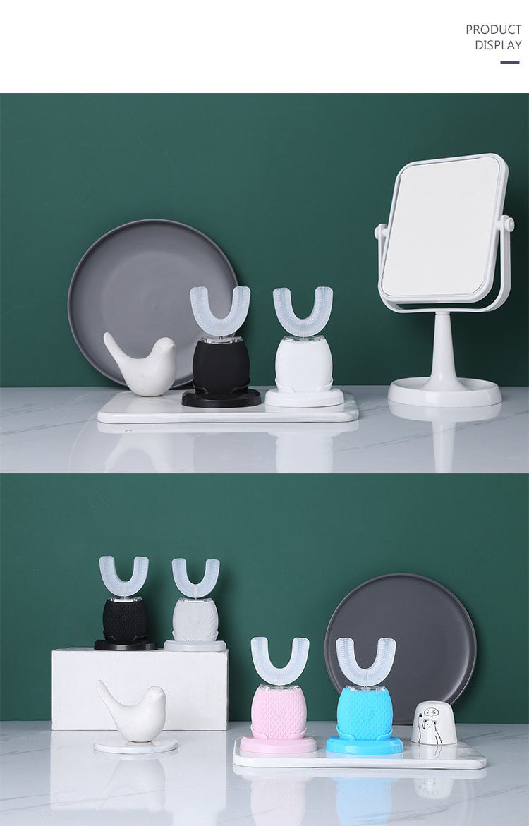 Automatic Sonic Electric Toothbrush U Shape USB Charging Oral Electric Toothbrush Teeth Whitening Blue Light