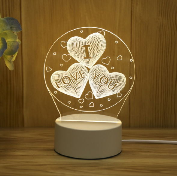 3D Colorful Charging Night Light Bedside LED Lamp Various Shapes Creative Gif-LOVE