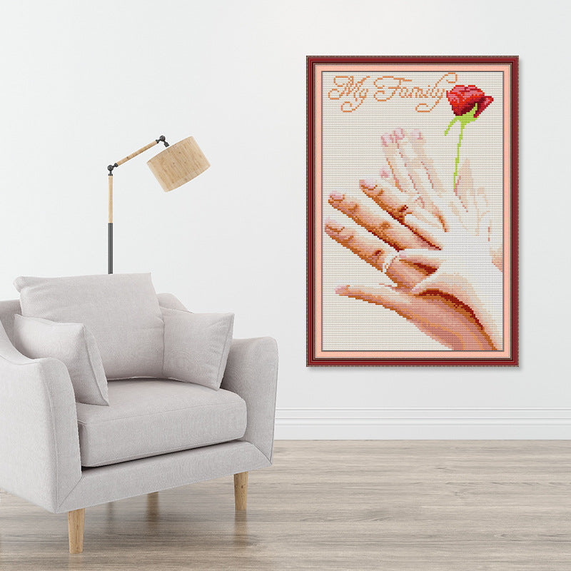 29X45cm My family Cross Stitch Kits 11CT Stamped Full Range of Embroidery Starter Kit for Beginners Pre-Printed Pattern