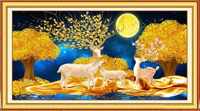 120x60CM Golden deers full Drilled Diamond Painting round (no frame)