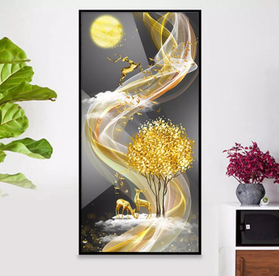 60x110CM - Golden Deer DIY 5D full Diamond Painting no frame