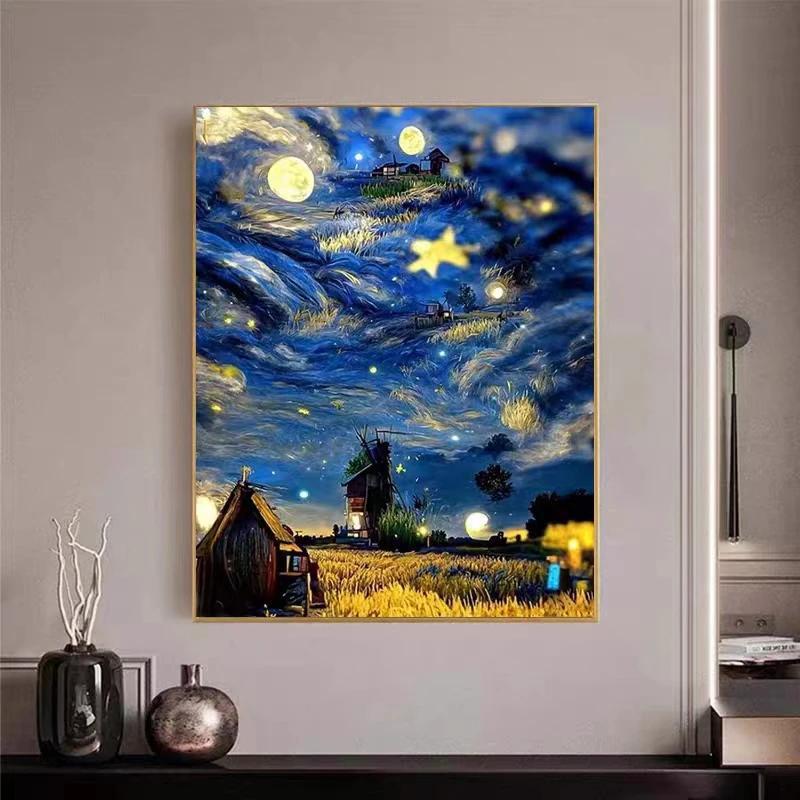 70X90CM - Starry Night DIY 5D Full Diamond Painting NO Frame