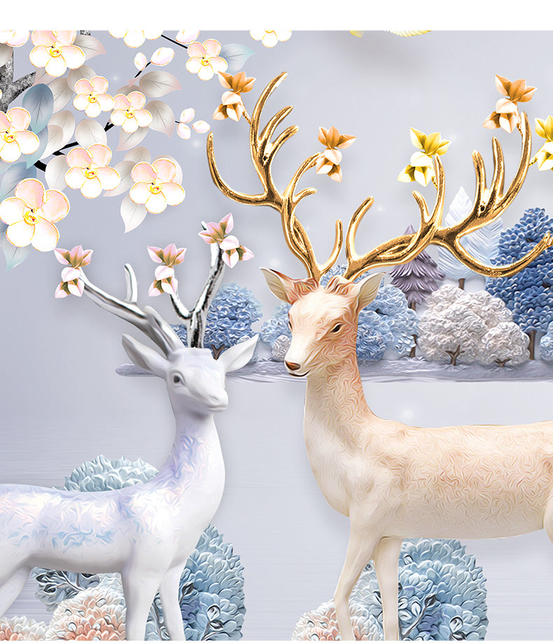 Rich deer-50X50cm Cross Stitch Kits 11CT Stamped Full Range of Embroidery Starter Kit for Beginners Pre-Printed Pattern