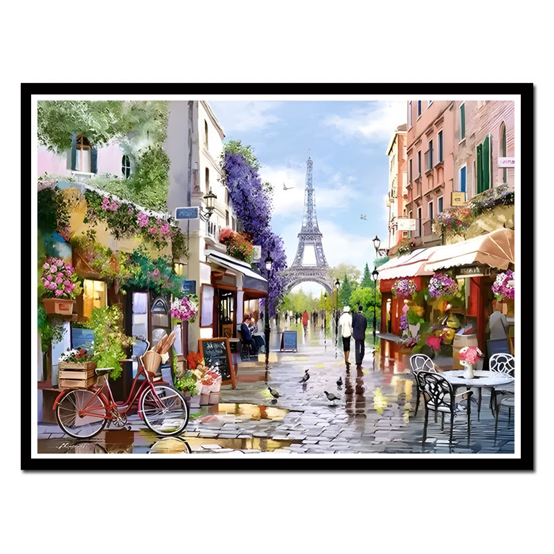 80x60cm Paris Scenery Cross Stitch Kits 11CT Stamped Full Range of Embroidery Starter Kit for Beginners Pre-Printed Pattern
